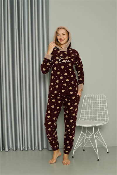 Welsoft Polar Kadın Kapşonlu Pijama Takımı 8513 - 7