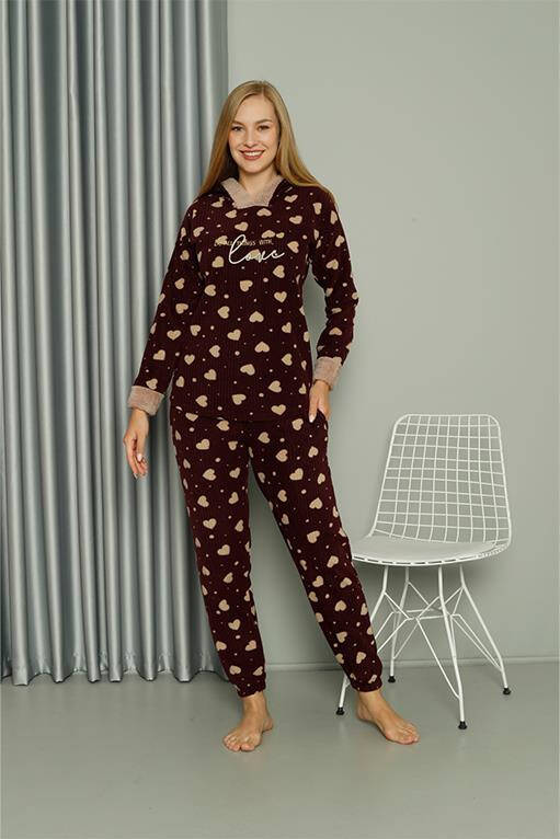 Welsoft Polar Women's Hooded Pajama Set 8513 - 5