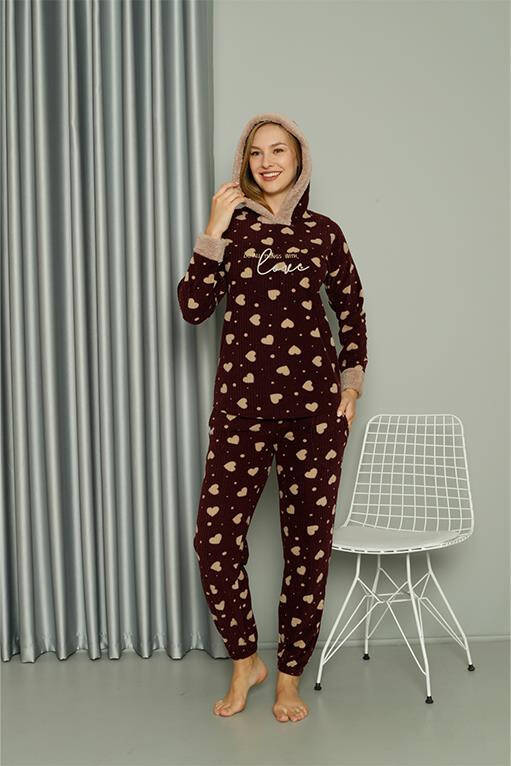 Welsoft Polar Women's Hooded Pajama Set 8513 - 7