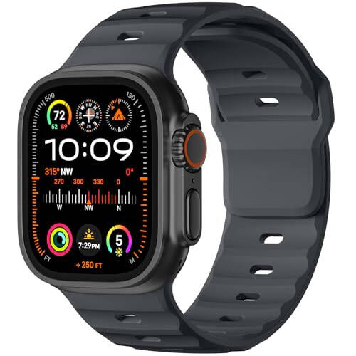 Wepro Sport Bands Compatible with Apple Watch Ultra 2/Ultra Band, Compatible with Apple Watch Bands for Men 49mm 46mm 45mm 44mm 42mm, Silicone Rugged Strap for iWatch Series 10 9 8 7 6 5 4 SE 3 2 1 - 9