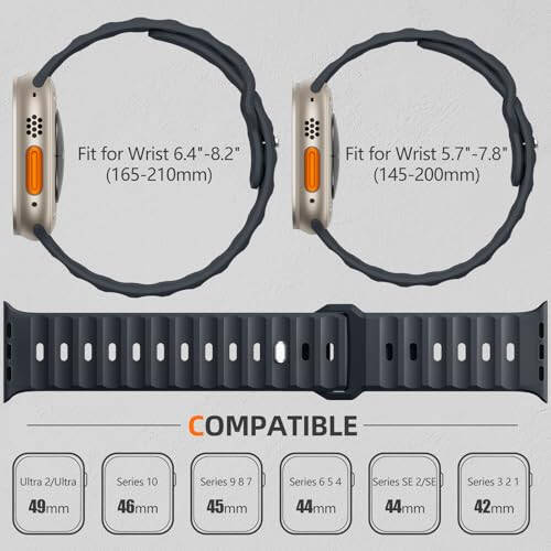 Wepro Sport Bands Compatible with Apple Watch Ultra 2/Ultra Band, Compatible with Apple Watch Bands for Men 49mm 46mm 45mm 44mm 42mm, Silicone Rugged Strap for iWatch Series 10 9 8 7 6 5 4 SE 3 2 1 - 7