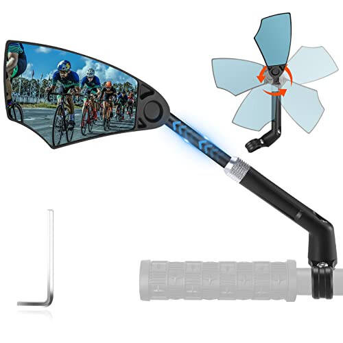 WEST BIKING Parlama Önleyici Sele Direksiyon Aynası - Gerilebilir ve 360 ° Ayarlanabilir Lensli Bisiklet Arka Görüş Aynası, 20-23mm Sele Direksiyonu İçin Katlanabilir Bisiklet Aynası (Sol) - 1