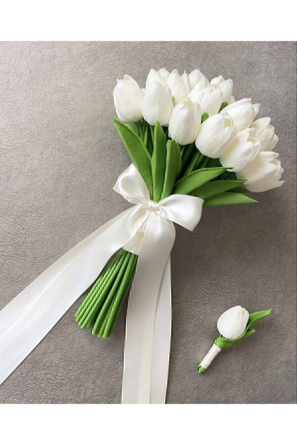 Wet Tulip Bouquet Including Lapel Flower - 33