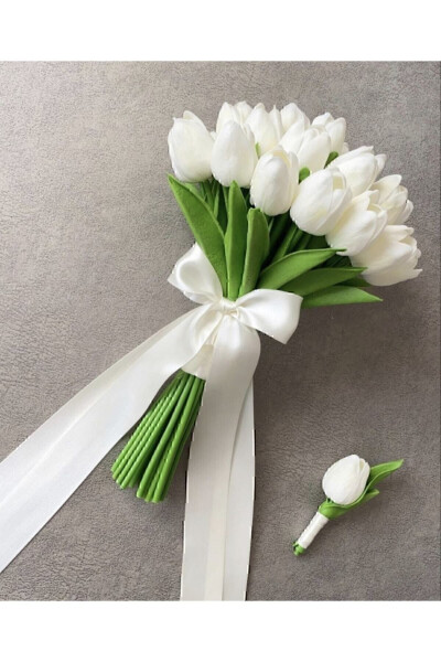 Wet Tulip Bouquet Including Lapel Flower - 36