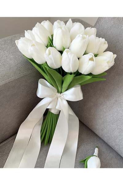 Wet Tulip Bouquet Including Lapel Flower - 37