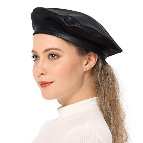 Wheebo PU Leather Berets for Women French Beret Hats Artist Painter Hat Classic Solid Style - 13