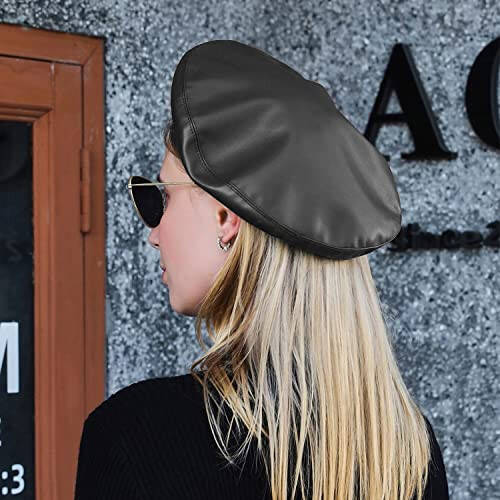 Wheebo PU Leather Berets for Women French Beret Hats Artist Painter Hat Classic Solid Style - 14