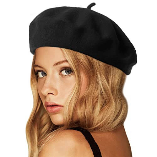 Wheebo Wool Beret Hat, Solid Color French Style Winter Warm Cap for Women Girls Lady - 1