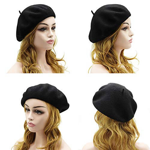 Wheebo Wool Beret Hat, Solid Color French Style Winter Warm Cap for Women Girls Lady - 2