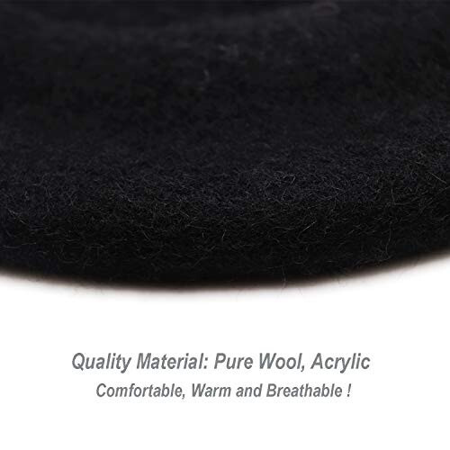 Wheebo Wool Beret Hat, Solid Color French Style Winter Warm Cap for Women Girls Lady - 9