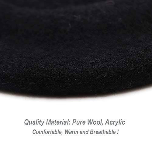 Wheebo Wool Beret Hat, Solid Color French Style Winter Warm Cap for Women Girls Lady - 9