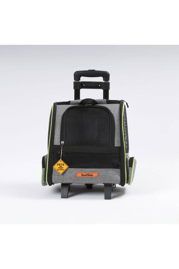 Wheeled Plastic Mesh Pet Carrier Cat Back Carrier Bag Washable - 8