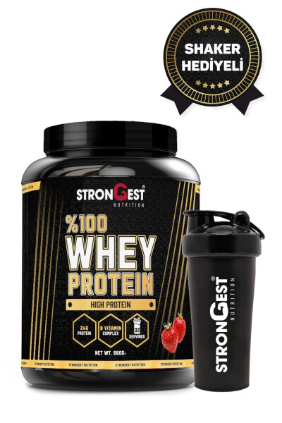 Whey Protein 960 gr 32 Servis Çilek Aromalı Whey Protein Tozu - 1