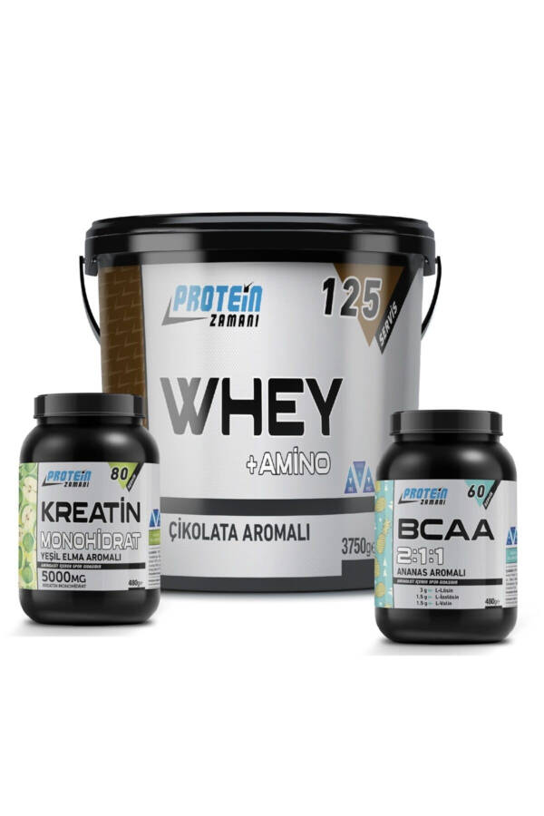 Whey Protein Powder Chocolate 3750gr Bcaa Creatine Monohydrate Package - 2