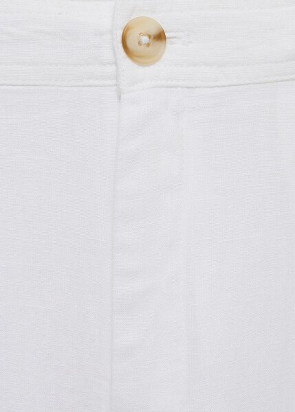 White 100% linen pleated pants - 5