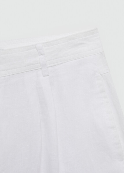 White 100% linen pleated pants - 7