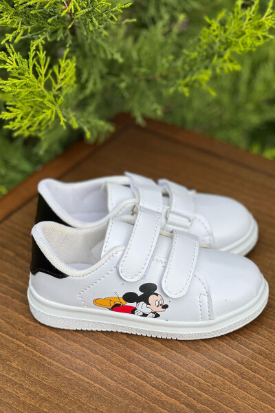 White-Black Mickey Sport Kids Shoes - 2