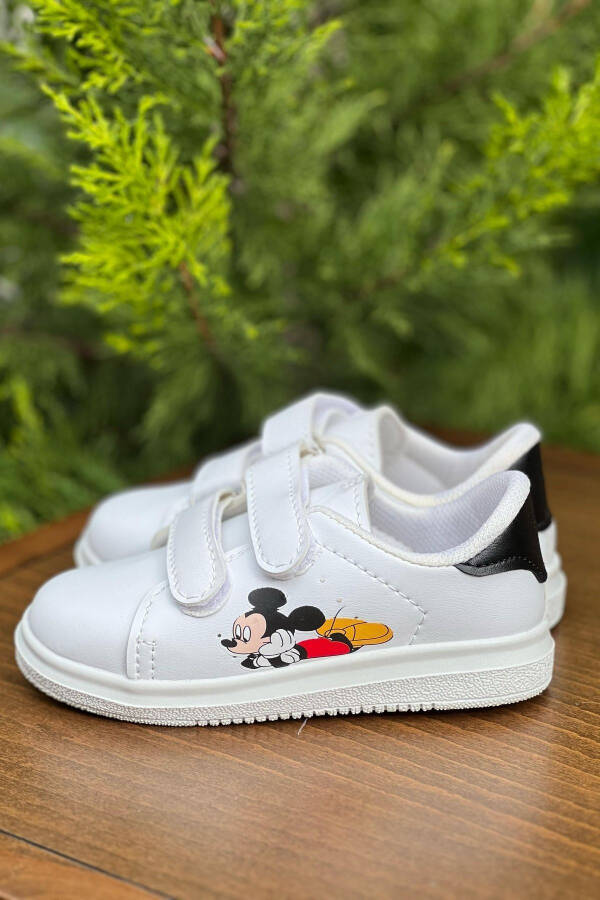 White-Black Mickey Sport Kids Shoes - 4