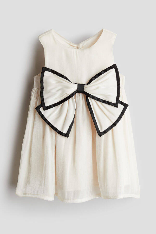 White bow detailed baby girl dress. - 2