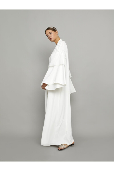 White Chiffon Sleeved Abaya for Women - 1