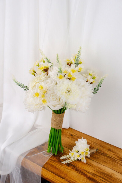 White Chrysanthemum Organica Bridal Bouquet - 2