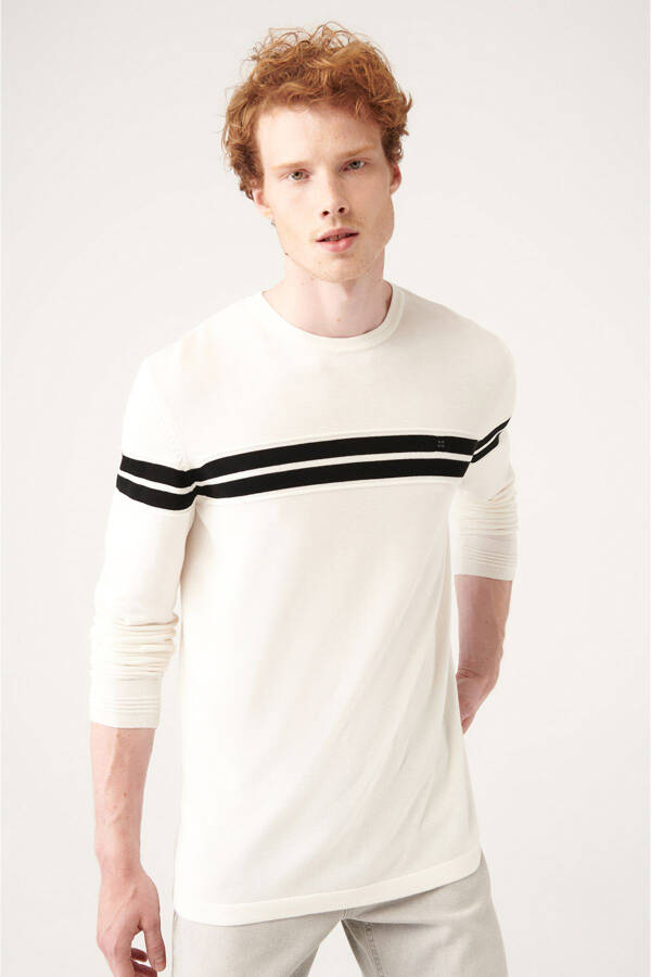 White Color Block Knit - 2