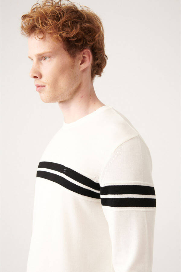 White Color Block Knit - 3