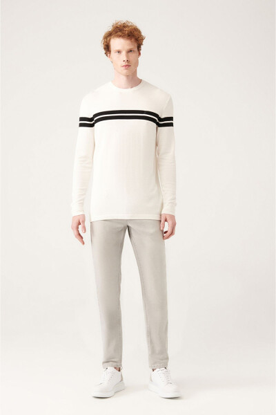 White Color Block Knit - 5