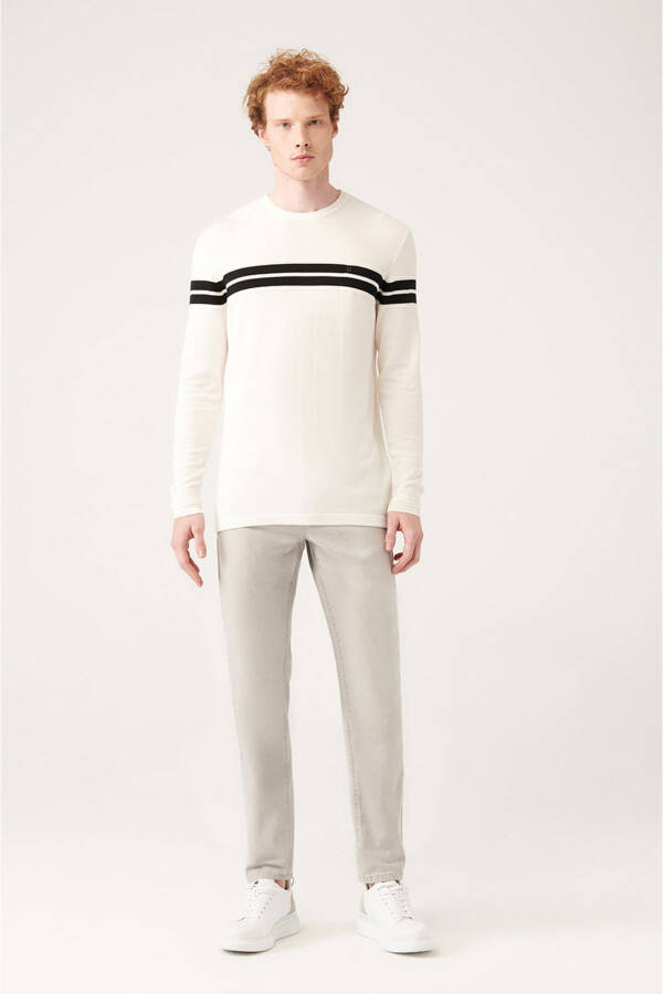 White Color Block Knit - 5