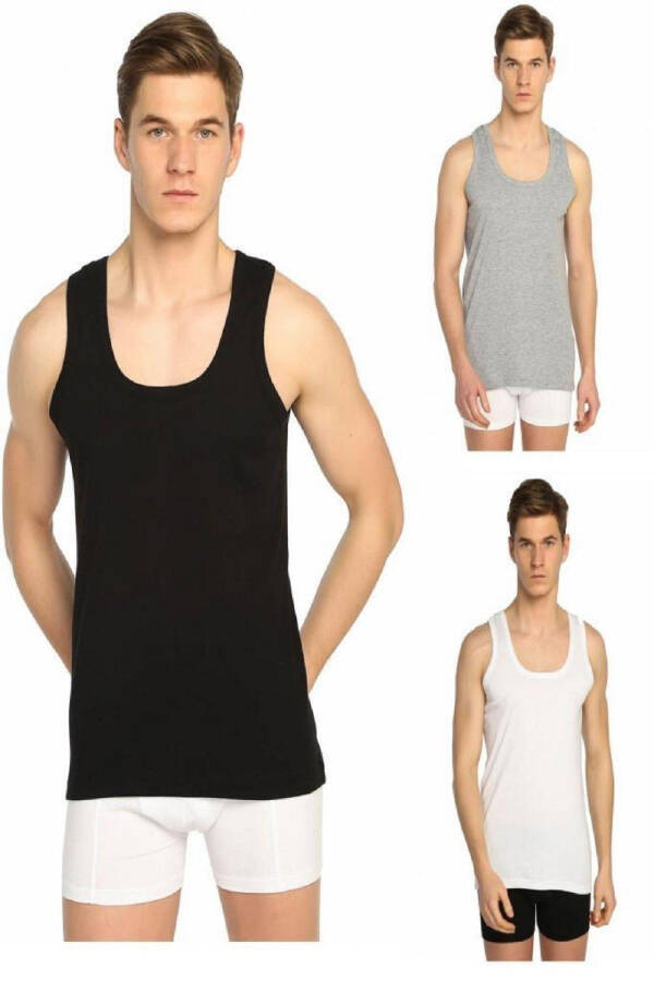 White Cotton 6 Pack Assorted Colors Men's Rambo (sports) Tank Top - 7