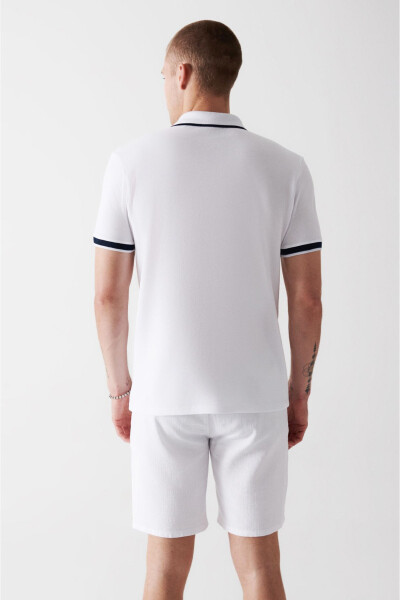 White cotton polo t-shirt. - 11