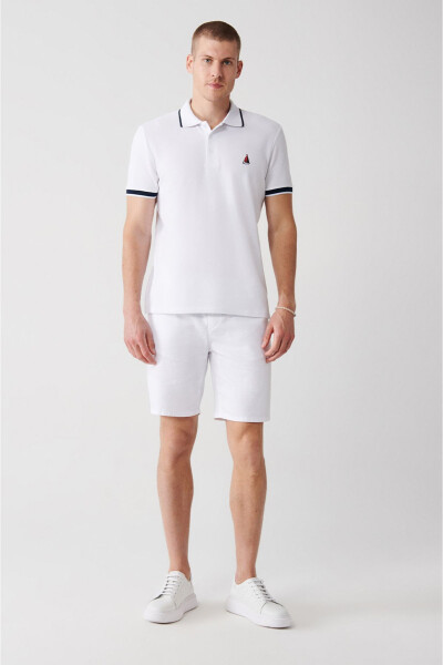 White cotton polo t-shirt. - 12