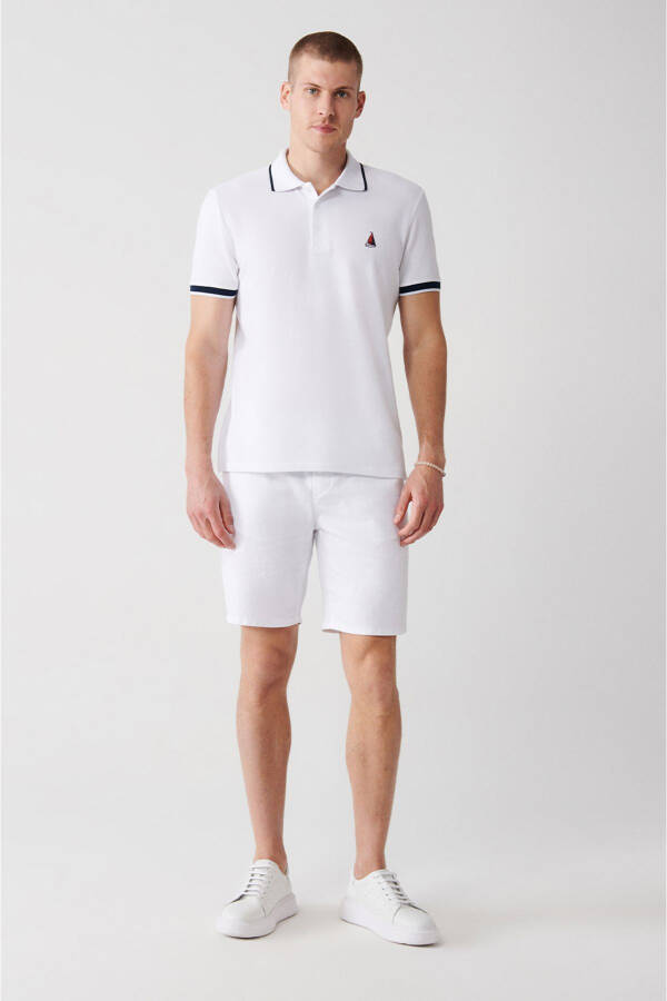 White cotton polo t-shirt. - 12