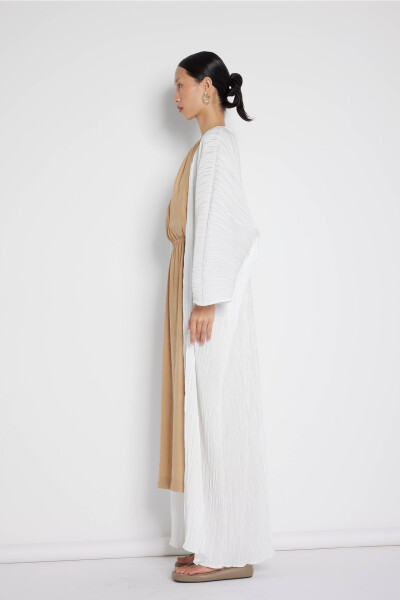 White Crinkled Abaya - 4