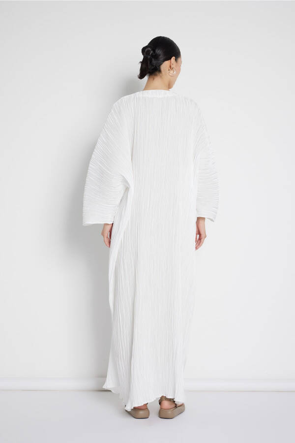 White Crinkled Abaya - 6