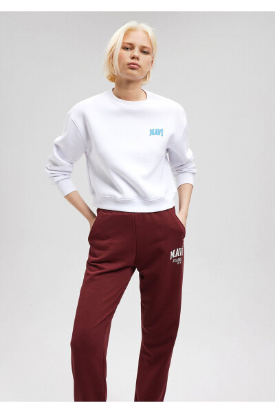 White Crop Sweatshirt with Logo Print 1611601-620 - 19