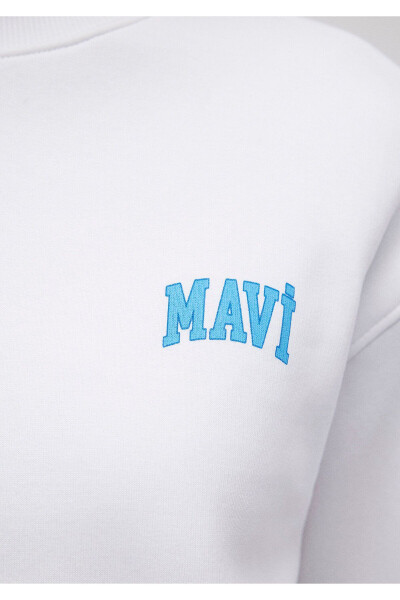 White Crop Sweatshirt with Logo Print 1611601-620 - 12