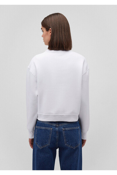 White Crop Sweatshirt with Logo Print 1611601-620 - 4