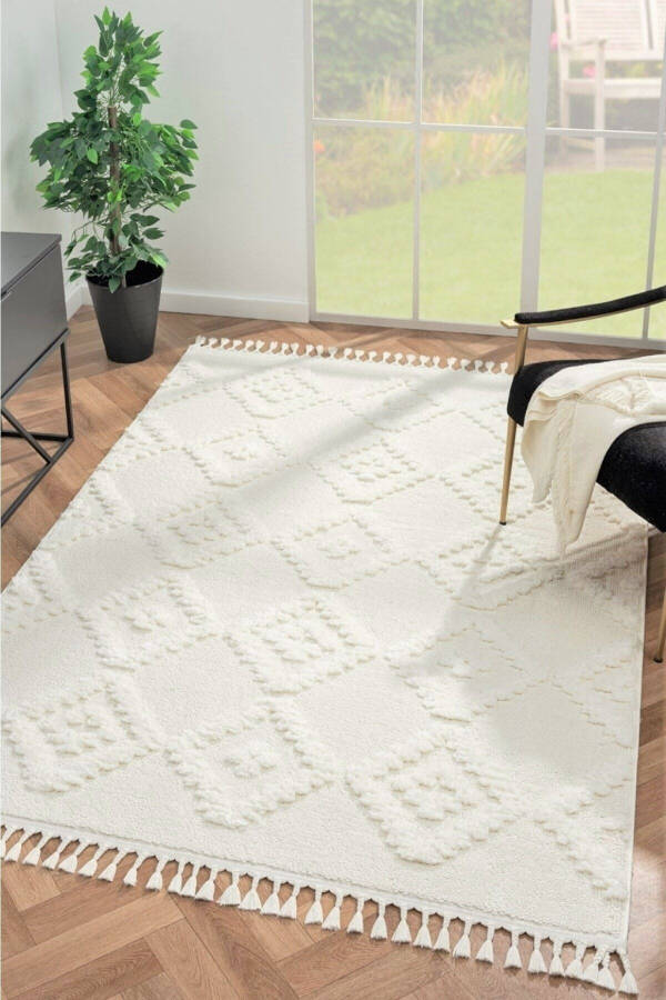 White Curly Soft Plush Shaggy Woven Children's Room Living Room Hall Kitchen Rug - 1