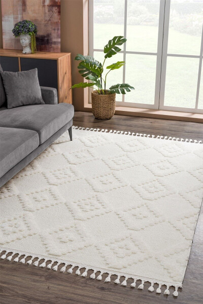 White Curly Soft Plush Shaggy Woven Children's Room Living Room Hall Kitchen Rug - 2