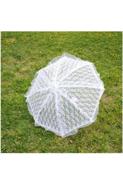 White Decorative Lace Wedding and Bridal Umbrella 75 cm - 3