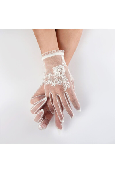 White French Lace Bridal Gloves - 2