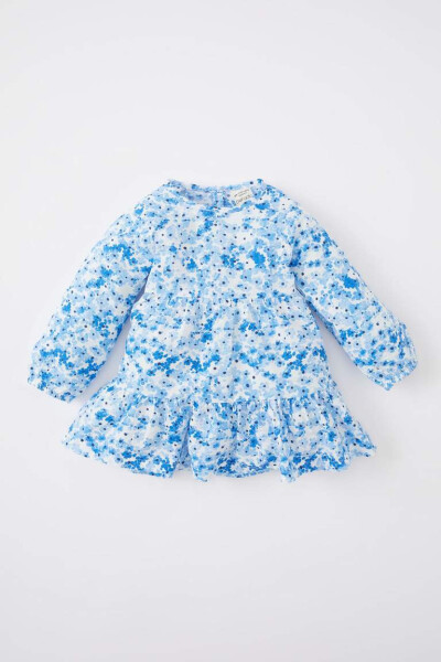 White Gingham Long Sleeve Flower Dress for Baby Girl - 3