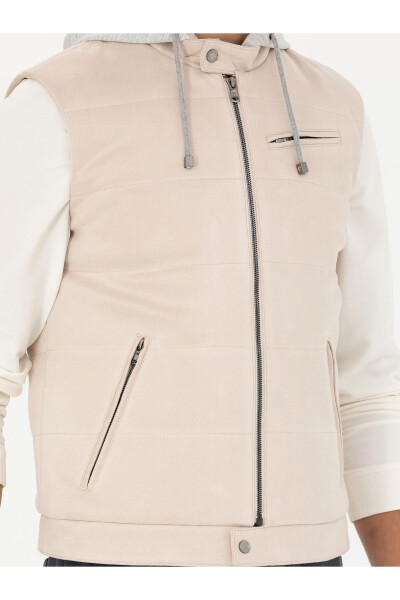 White Hooded Leather Vest - 6