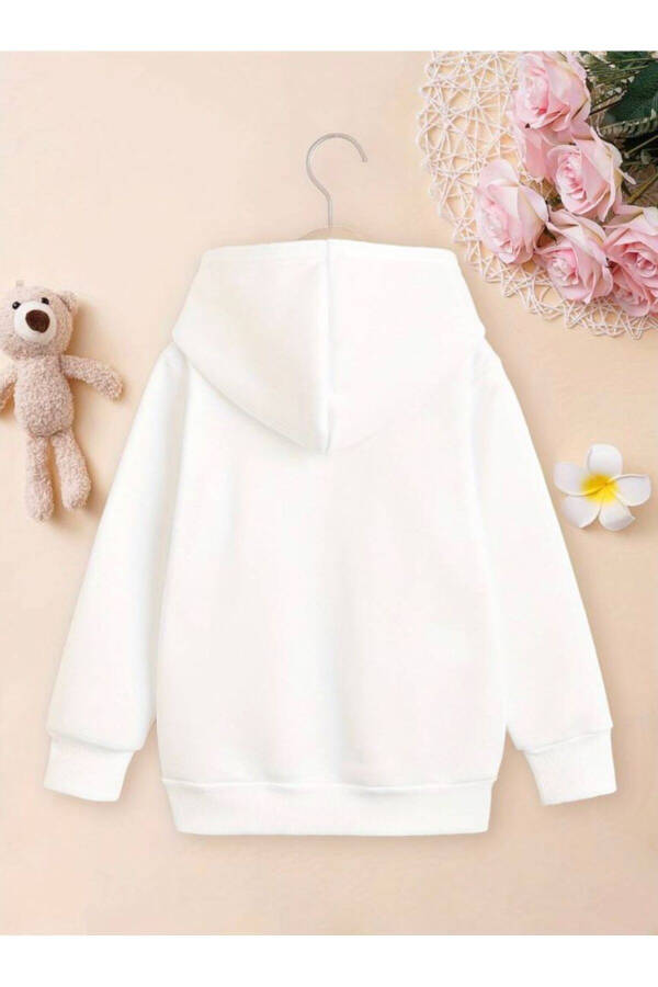 White Hooded Sweatshirt with 'Ballet Dancer' Print for Girls - 2