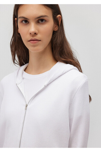 White Hooded Zip-Up Sweatshirt 1610730-620 - 5