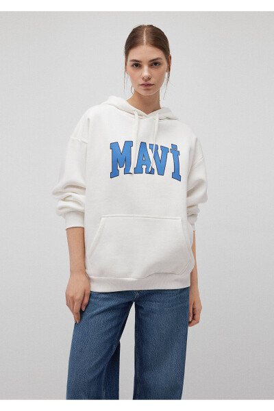 White Hoodie with Logo Print 1600361-81964 - 20