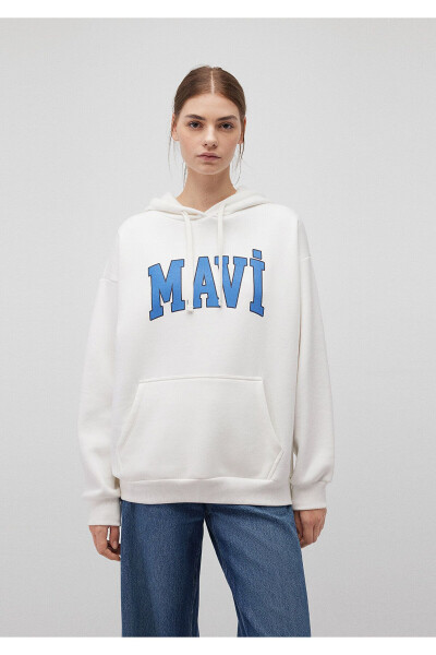 White Hoodie with Logo Print 1600361-81964 - 21