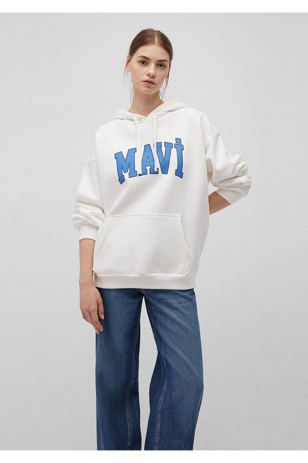 White Hoodie with Logo Print 1600361-81964 - 1