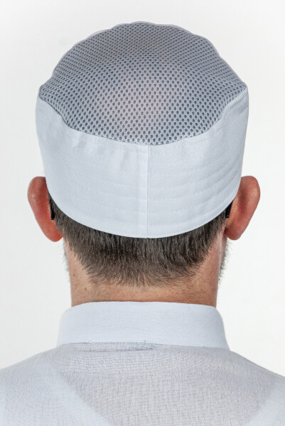 White Lace Patterned Fabric Skullcap - 3